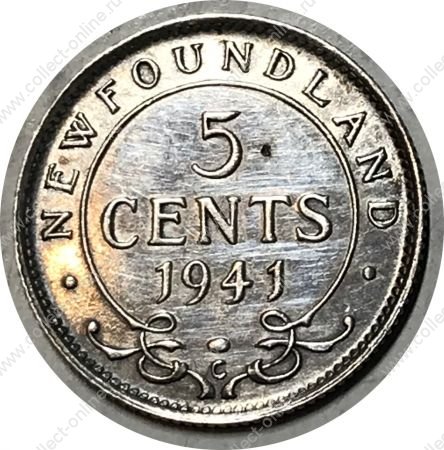 Ньюфаундленд 1941 г. C • KM# 19 • 5 центов • Георг V • серебро • регулярный выпуск • AU
