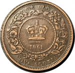 Новая Шотландия 1861 г. • KM# 8 • 1 цент • Виктория • корона • регулярный выпуск • XF+