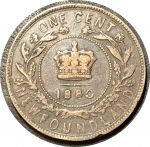Ньюфаундленд 1880 г. • KM# 1 • 1 цент • королева Виктория • регулярный выпуск • VF-