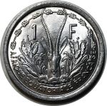 Французская Экваториальная Африка 1948 г. • KM# 6 • 1 франк • голова антилопы • регулярный выпуск • MS BU