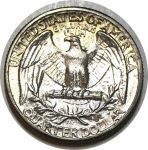 США 1943 г. • KM# 164 • квотер (25 центов) • Джордж Вашингтон • серебро • регулярный выпуск • MS BU