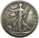 США 1944 г. • KM# 142 • полдоллара • "Шагающая свобода" • регулярный выпуск • XF+
