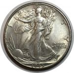США 1945 г. • KM# 142 • полдоллара • "Шагающая свобода" • регулярный выпуск • AU+