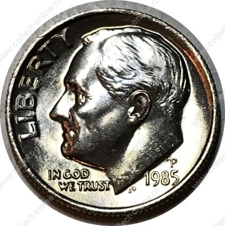 США 1985 г. P • KM# 195a • дайм(10 центов) • Ф. Д. Рузвельт • регулярный выпуск • MS BU