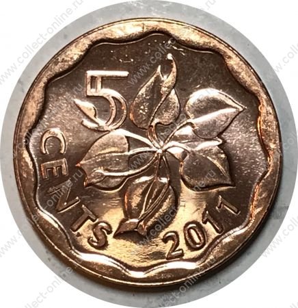 Свазиленд 2011 г. • KM# 56 • 5 центов • лилия • регулярный выпуск • MS BU
