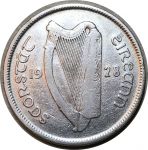 Ирландия 1928 г. • KM# 7 • 1 флорин • лосось • серебро • регулярный выпуск(первый год) • F-VF