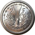 Французская Экваториальная Африка 1948 г. • KM# 7 • 2 франка • голова антилопы • регулярный выпуск • MS BU