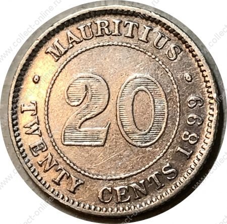 Маврикий 1899 г. • KM# 11.1 • 20 центов • Виктория • серебро • XF