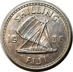 Фиджи 1936 г. • KM# 4 • 1 шиллинг • Георг V • серебро • регулярный выпуск • XF+