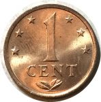 Нидерландские Антильские острова 1970-1978 гг. • KM# 8 • 1 цент • герб • регулярный выпуск • MS BU
