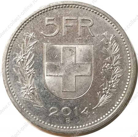 Швейцария 2014 г. • KM# 40a.4 • 5 франков • регулярный выпуск • BU-