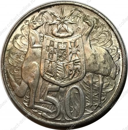 Австралия 1966 г. • KM# 67 • 50 центов • Елизавета II • кенгуру и страус • серебро • регулярный выпуск • MS BU