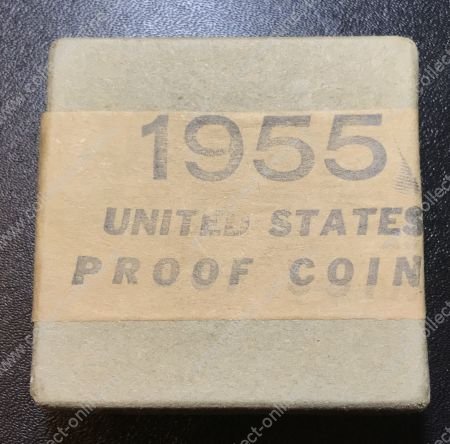 США 1955 г. • Годовой набор • 5 монет, коробка (серебро) • специальный выпуск • MS BU пруф!