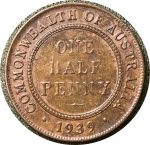 Австралия 1939 г. • KM# 35 • ½ пенни • Георг VI • регулярный выпуск • AU ( кат.- $50 )