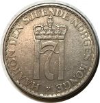 Норвегия 1953 г. • KM# 397.2 • 1 крона • герб • регулярный выпуск(год-тип) • AU- ( кат. - $10+ )