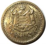 Монако 1945 г. • KM# 121a • 2 франка • Луи II • герб княжества • регулярный выпуск • BU-