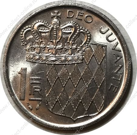 Монако 1976 г. • KM# 140 • 1 франк • Ренье III • герб княжества • регулярный выпуск • MS BU