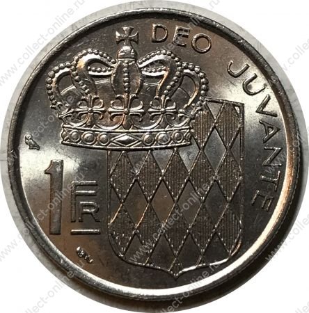 Монако 1974 г. • KM# 140 • 1 франк • Ренье III • герб княжества • регулярный выпуск • MS BU