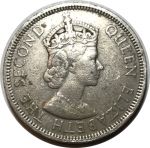 Маврикий 1971 г. • KM# 35.1 • 1 рупия • Елизавета II • герб колонии • регулярный выпуск • VF