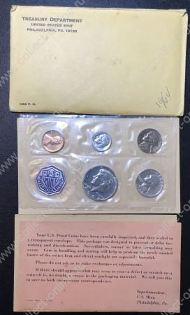 США 1964 г. • KM# • Годовой набор (Филадельфия) • 5 монет (серебро) • регулярный выпуск • MS BU пруф