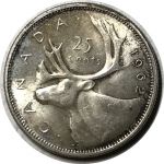 Канада 1962 г. • KM# 52 • 25 центов • Елизавета II • олень • серебро • BU-