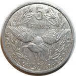 Новая Каледония 1986 г. • KM# 16 • 5 франков • птица Кагу • регулярный выпуск • XF-AU