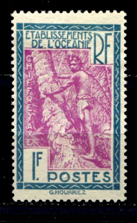Французская Полинезия 1929 г. • SC# J15 • 1 fr • молодой таитянин • служебный выпуск • MNG VF