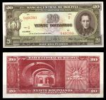 Боливия 1945 г. • P# 140 • 20 боливиано • Симон Боливар • монетный двор • регулярный выпуск • UNC пресс