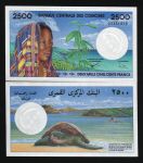 Коморские о-ва 1997 г. • P# 13 • 2500 франков • девушка • морская черепаха • регулярный выпуск • UNC пресс