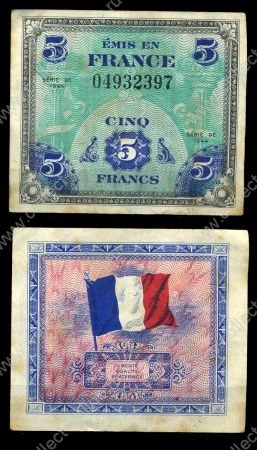 Франция 1944 г. • P# 115a • 5 франков • Союзные войска • оккупационный выпуск • +/- XF