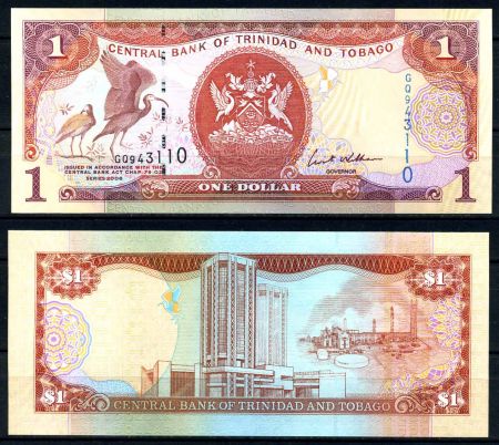 Тринидад и Тобаго 2006 г. • P# 46 • 1 доллар • здание госбанка • регулярный выпуск • UNC пресс