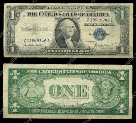 США 1935 г. F • P# 416D2f • 1 доллар • Джордж Вашингтон • серебряный сертификат • +/- F-VF
