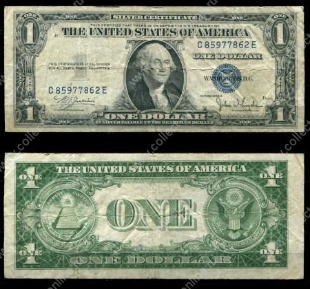 США 1935 г. C • P# 416c • 1 доллар • Джордж Вашингтон • серебряный сертификат • +/- F-VF