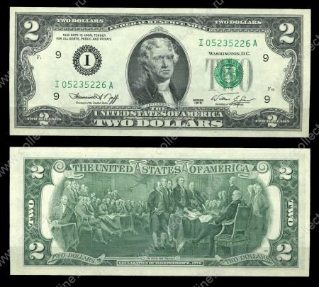 США 1976 г. I • P# 461 • 2 доллара • Т. Джефферсон • 200-летие подписания декларации независимости • памятный выпуск • UNC пресс
