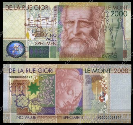 De La Rue Giori • 2000 • тестовая бона • Леонардо да Винчи • образец • UNC пресс