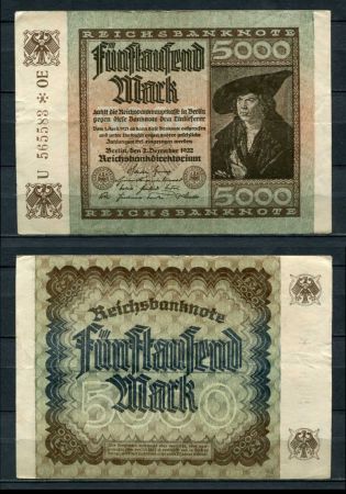 ГЕРМАНИЯ 1922г. P#81a / 5000 МАРОК XF