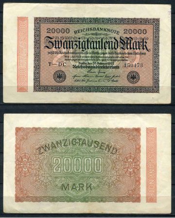 ГЕРМАНИЯ 1923г. P# 85b / 20000 МАРОК XF