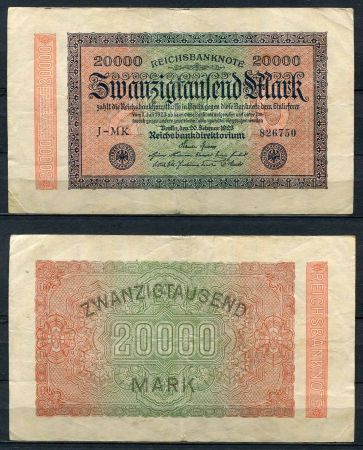 ГЕРМАНИЯ 1923г. P# 85b / 20000 МАРОК XF