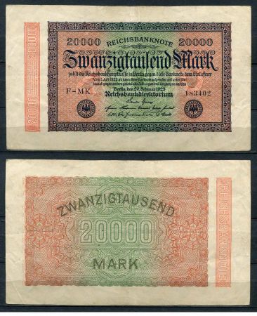 ГЕРМАНИЯ 1923г. P# 85b / 20000 МАРОК XF