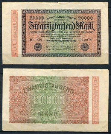 ГЕРМАНИЯ 1923г. P# 85b / 20000 МАРОК XF