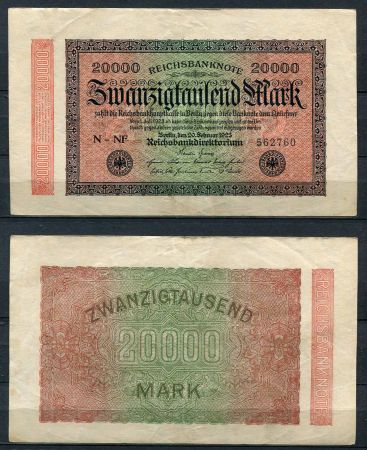 ГЕРМАНИЯ 1923г. P# 85b / 20000 МАРОК XF