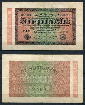 ГЕРМАНИЯ 1923г. P# 85b / 20000 МАРОК VF