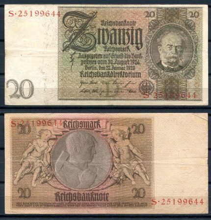 ГЕРМАНИЯ 1929-36гг. P# 181а / 20 МАРОК VF+