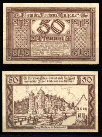 НЕУХАУС НА ЭЛЬБЕ 1921г. /  50 пф. / ДВОРЕЦ / UNC ПРЕСС / АРХИТЕКТУРА