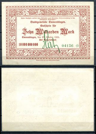 ЭММЕНДИНГЕН 1923г. 10 млрд. МАРОК / XF-AUNC