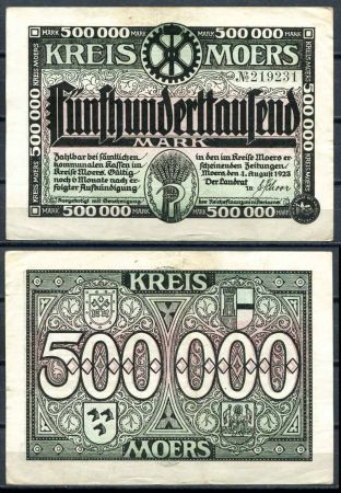 МЕРС 1923г. 500 тыс. МАРОК / XF-AUNC / ГЕРБЫ