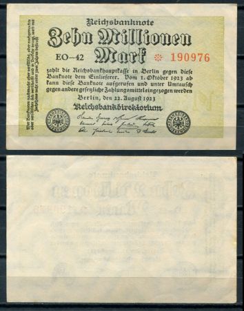 ГЕРМАНИЯ 1923г. P# 106a / 10 млн. МАРОК / UNC-