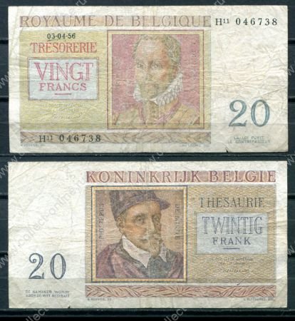 Бельгия 1956 г.(03.04) • P# 132b • 20 франков • Орландо ди Лассо • регулярный выпуск • F-