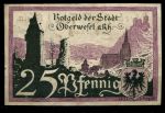 Обервезель Германия 1921г. / 25 пф. / вид на реку / XF