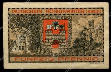 Кёнигсвинтер Германия 1921г. / 50 пф. / ангел в лесу / AUNC